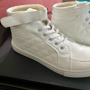 White Quilted High-Top Sneakers